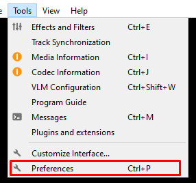 Click on the Preferences
