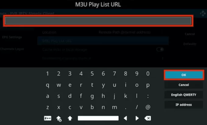 Enter the M3U Url of the Limitless IPTV on the URL field