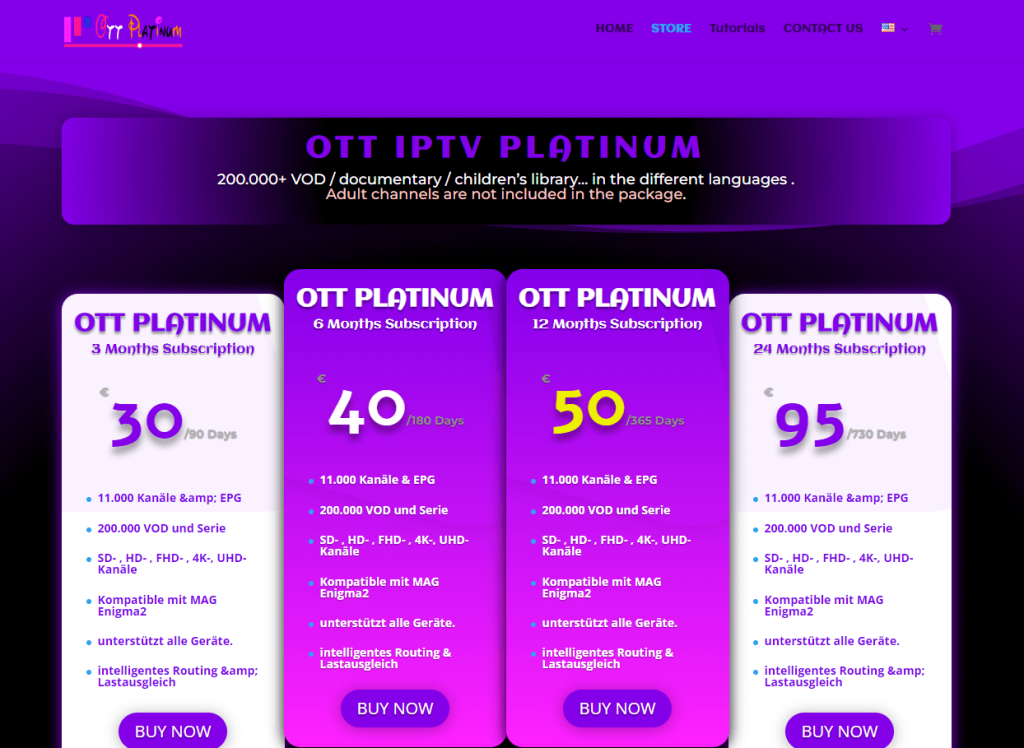 Click Buy Now in OTT Platinum IPTV