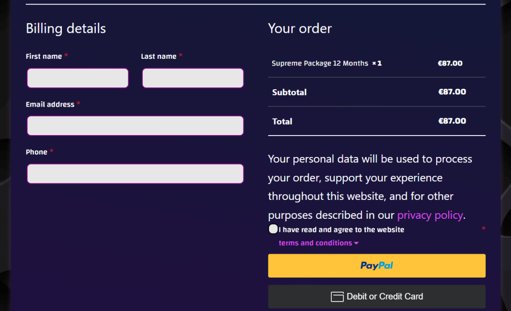 Ghost IPTV billing method