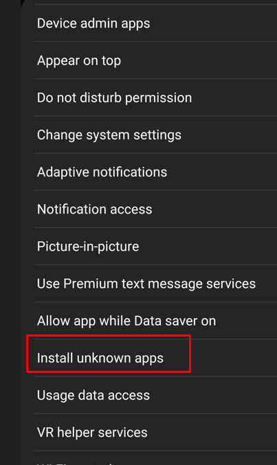 Youstream IPTV  install unknown apps page
