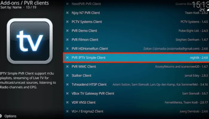 Select add-on to stream Matrix IPTV