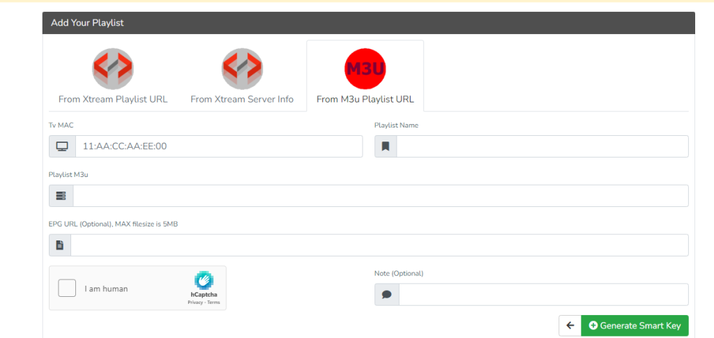 Enter MAC address to stream Typhoon Labs IPTV