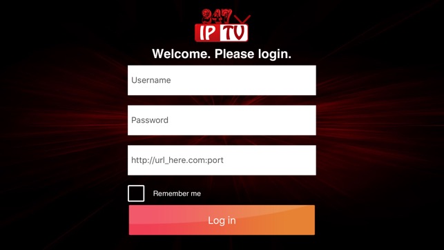 Enter IPTV credentials on 247 IPTV player