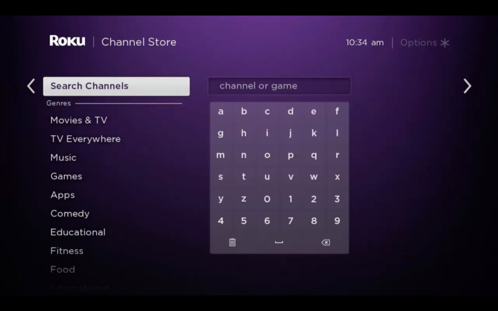 Select Search Channels option