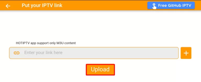 Click Upload to get Prime Streams IPTV