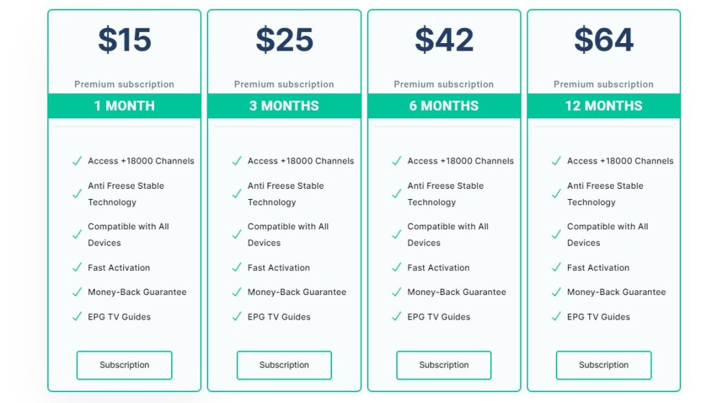 Prime Streams IPTV plans