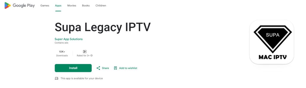 Download Supa Legacy IPTV app