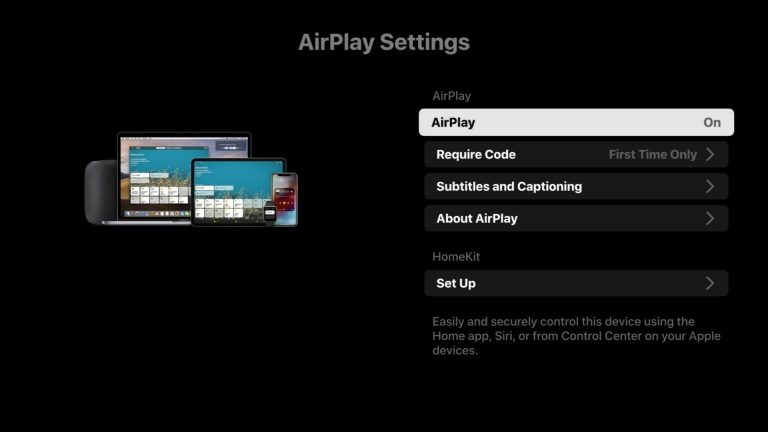 Enable the AirPlay option