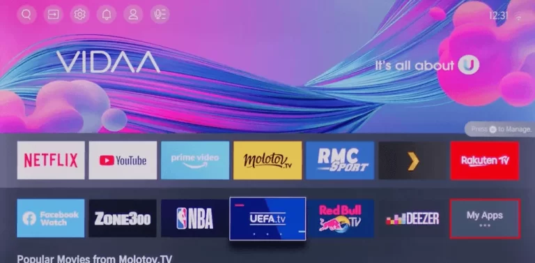 Open My Apps to download an IPTV Player on Toshiba Smart TV
