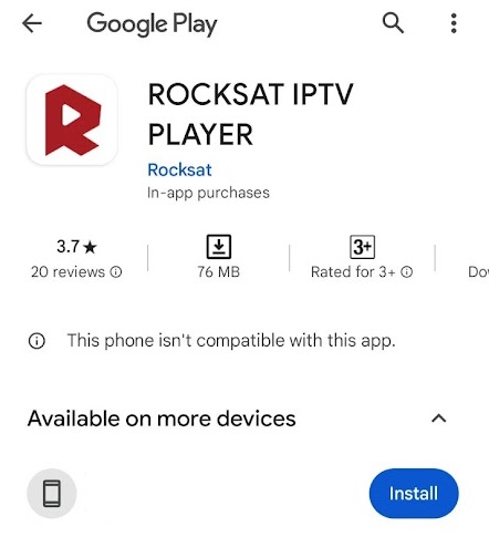 Download Rocksat IPTV app