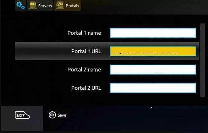 enter your IPTV link in the Portal 1 URL