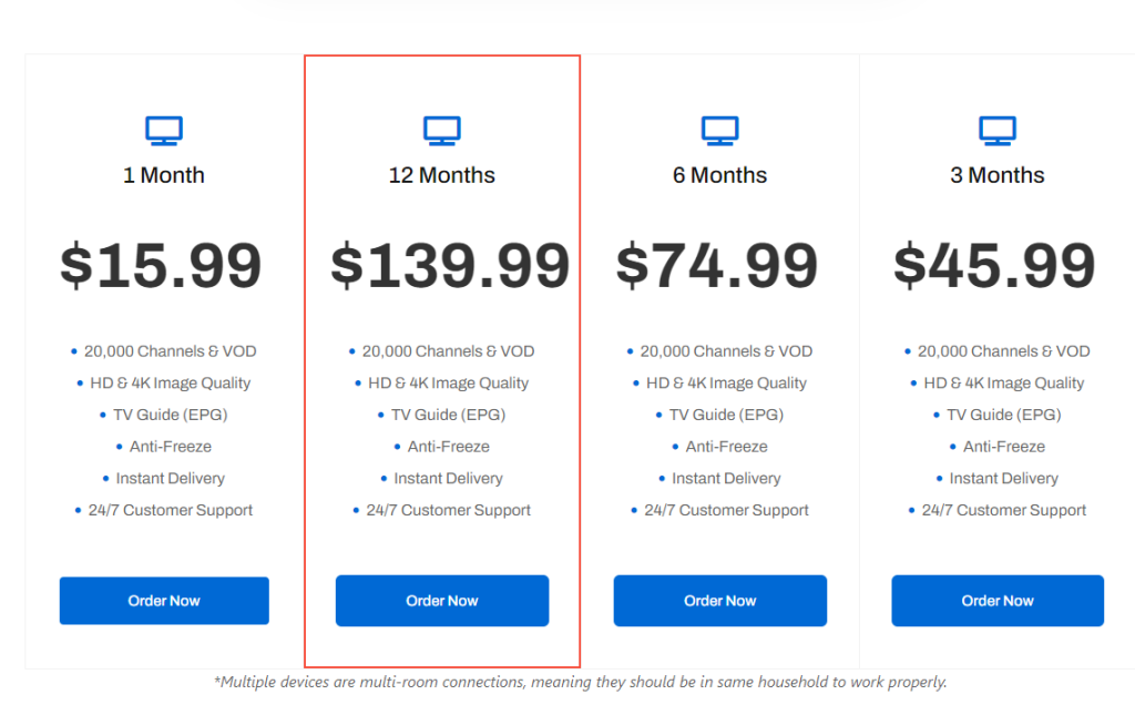 subscription plan of XtremeHDIPTV