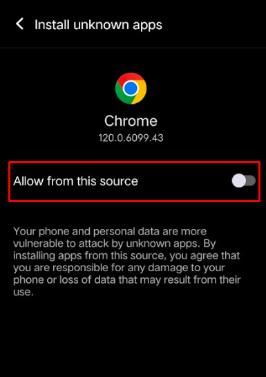 Enable Unknown Sources to install Crystal IPTV on Android