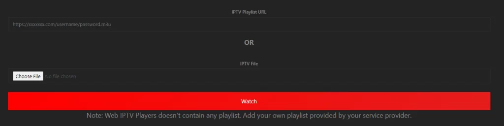 Enter IPTV link