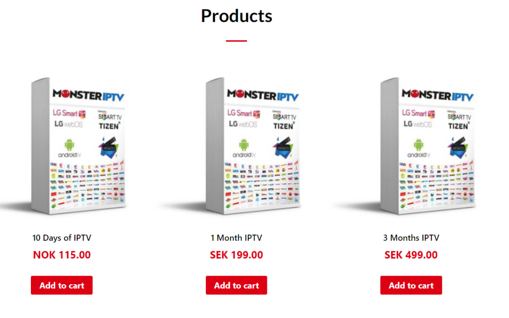 Choose any subscription of Monster IPTV