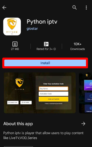 Install Python IPTV on Android